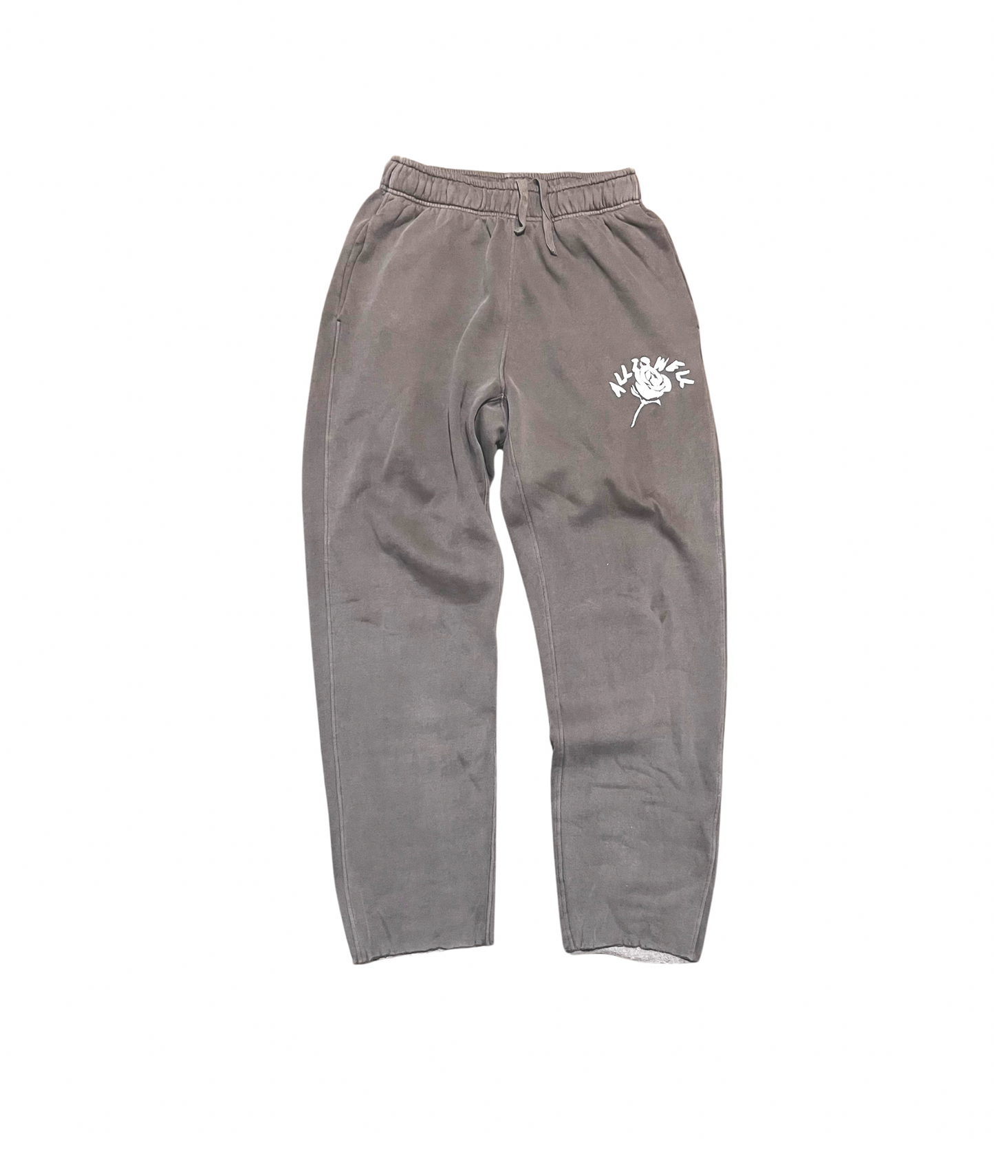 Faded Grey&White ALL IS WELL Track Pants